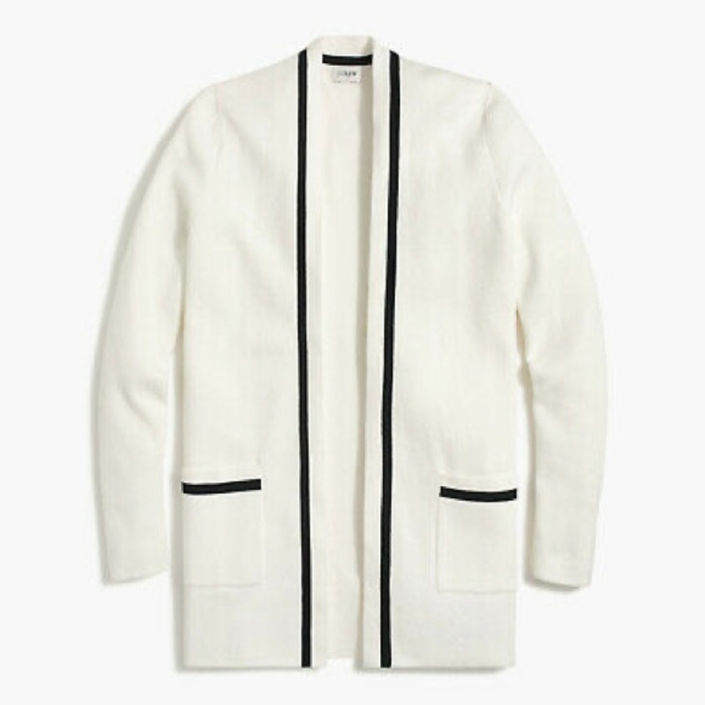 Tipped open-front cardigan sweater